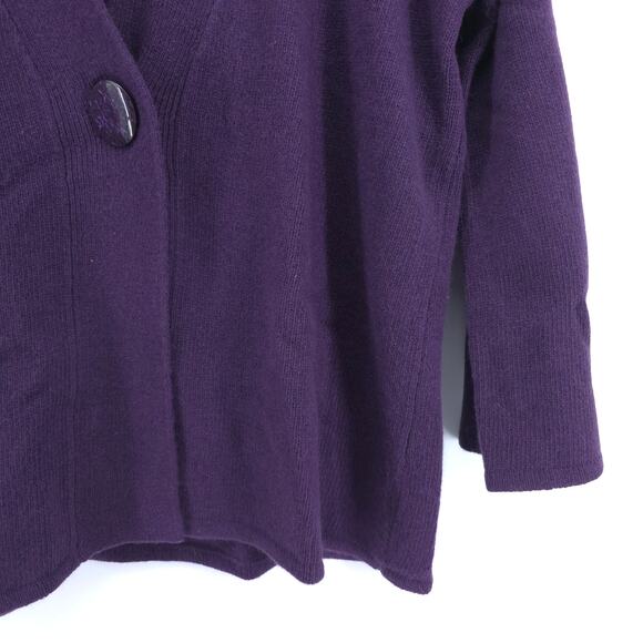 Sarah Spencer Lambswool Angora Quiet Lux Purple Mock Neck Flared Sleeve Cardi L - Picture 7 of 14